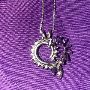 Elegant Silver and Purple Pendant Necklace